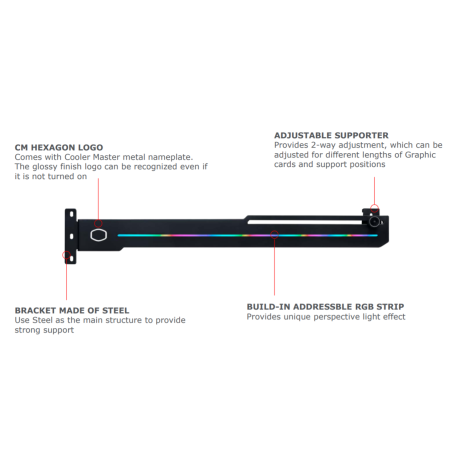 Cooler Master ELV8 GPU Brace RGB Lighting Universal Graphics Card Holder ( MAZ-IMGB-N30NA-R1 / CM-MAZ-IMGB-N30NA-R1 )