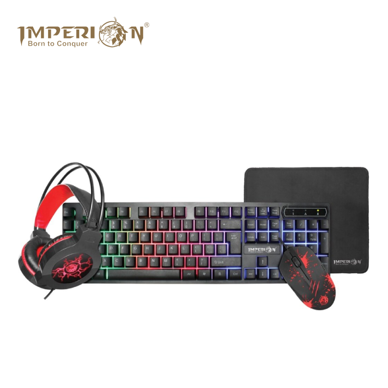 Imperion GC 303 / GC-303 Blaze Storm Keyboard Combo Set Black ( 4 Items in 1 )