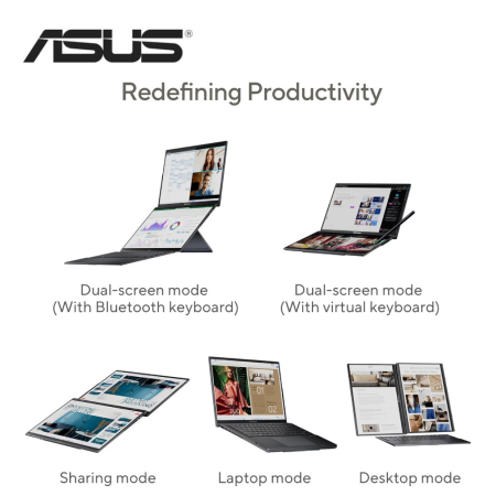 Asus Zenbook Duo 14 OLED UX8406M-APZ032WSM 14" 3K Touch Laptop Inkwell Gray ( CU7-155H, 32GB, 1TB, Intel Arc, W11, HS+M365 )
