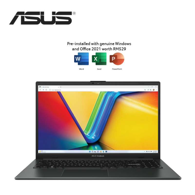 (my-Yayasan) Asus VivoBook Go 15 E1504F-ABQ471WMS 15.6'' FHD Laptop Mixed Black ( Ryzen 5 7520U, 16GB, 512GB SSD, ATI, W11, HS )