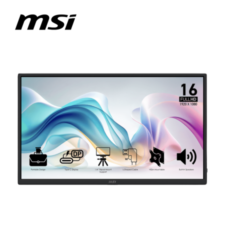 MSI Pro MP165 E6 15.6" FHD IPS 60Hz Portable Monitor ( Speaker, HDMI, Type-C, 3Yrs Warranty )