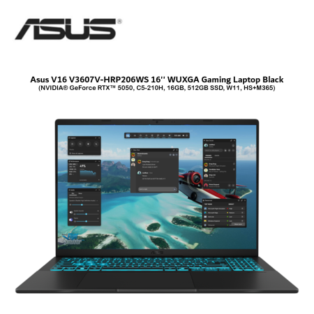 Asus V16 V3607V-HRP206WS 16'' WUXGA Gaming Laptop Black ( NVIDIA® GeForce RTX™ 5050, C5-210H, 16GB, 512GB SSD, W11, HS+M365 )