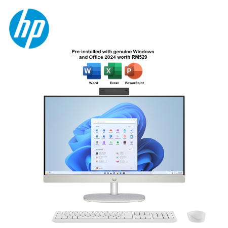 HP 24-cr0261d 23.8" FHD All-in-One Desktop PC Shell White ( R7-7730U, 8GB, 512GB SSD, ATI, W11, HS+M365 )