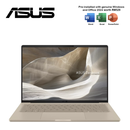 Asus Zenbook A14 UX3407N-AQD991WS 14" WUXGA OLED Laptop Zabriskie Beige ( X2 E88 100, 16GB, 512GB SSD, Qualcomm, W11, HS+M365 )