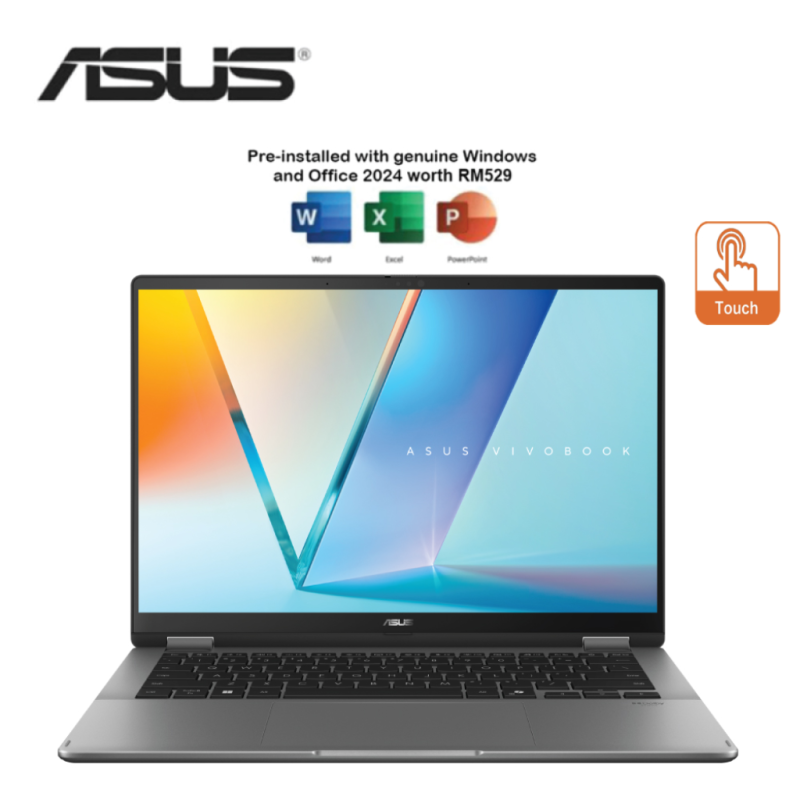 Asus Vivobook 14 Flip TP3407S-ASG249WS 14" WUXGA OLED Touch Laptop ( CU7-258V, 32GB, 512GB, ARC, W11, HS+M365 )