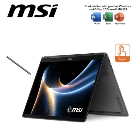 MSI Prestige 14 Flip AI+ D3MTG-236 14'' FHD+ Oled Laptop ( CU7 355H, 32GB, 1TB SSD, Intel, W11, HS )