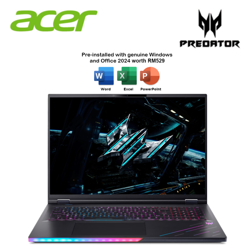 Acer Predator Helios 18 AI PH18-I71-961F 18" 4K 120Hz Gaming Laptop (CU9 290HX+, 48GB, 1TB SSD, RTX5090 24GB, W11, HS+M365)
