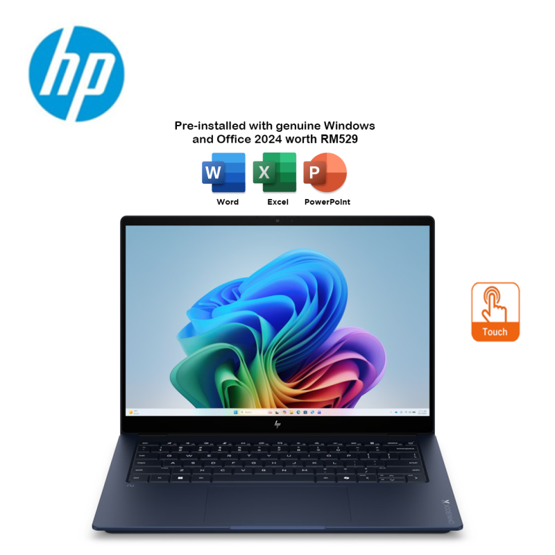 HP OmniBook X NGAI 14-ka0073TU/14-ka0074TU 14" 3K OLED Touch Laptop (CU7-355, 16GB, 1TB SSD, Intel, W11, HS+M365)