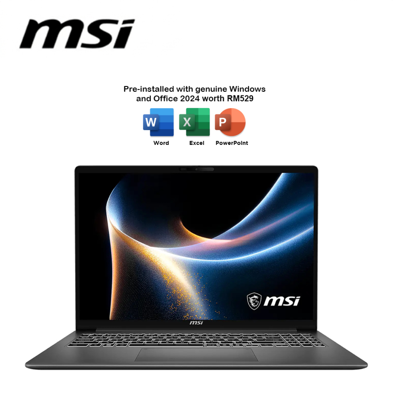 MSI Modern 16S AI+ G3MG-067 16" FHD+ OLED Laptop Platinum Gray (CU7-355, 16GB, 512GB SSD, Intel, W11, HS+M365)