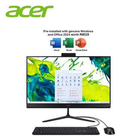 Acer Aspire C24B-GRPLD5-5120W11 23.8" FHD All-In-One Desktop PC (C5-120U, 8GB, 512GB SSD, Intel, W11, HS+M365)
