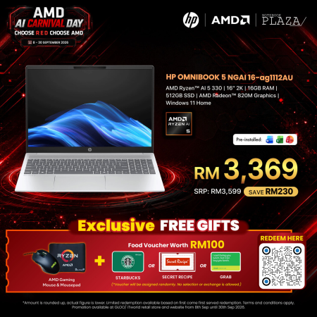 HP OMNIBOOK 5 NGAI 16-ag1111AU / 16-ag1112AU 16" 2K Laptop ( AI 5 330, 16GB, 512GB SSD, ATI, W11, HS+M365 )
