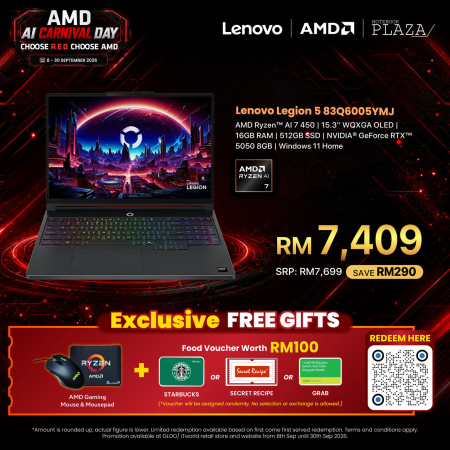 Lenovo Legion 5 83Q6005YMJ 15AGP11 15.3'' WQXGA OLED 165Hz Gaming Laptop ( AI 7 450, 16GB, 512GB SSD, RTX5050 8GB, W11 )