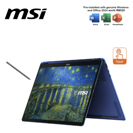 MSI Prestige 14 Flip AI+ Vincent Van Gogh Edition 292/293 14" FHD+ OLED Laptop (CUX9 378H, 32GB, 1TB, Intel, W11, HS+M365)