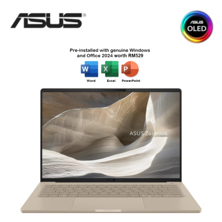 Asus Zenbook A14 UX3407N-AQD881WS/UX3407N-AQD882WS 14" WUXGA OLED Laptop (X2 E88 100, 32GB, 1TB SSD, Qualcomm, W11, HS+M365)