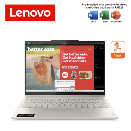 Lenovo Yoga 7 14AKP10 83JR00CXMJ 14" WUXGA OLED 2-in-1 Laptop Seashell (AI 7 345, 16GB, 512GB, ATI, W11, HS+M365)